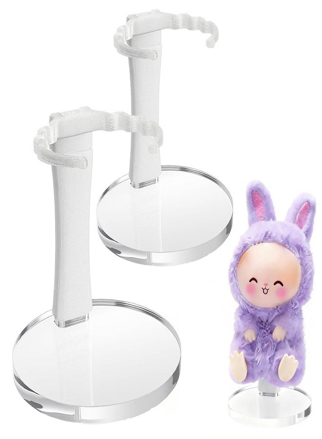 MDOWOK Adjustable Doll Stand for Sitting & Standing Positions - Premium Acrylic Base Display Holder for 3-7" Figures, (White 2 Set ) - Image 1